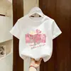 Camiseta de Algodão Puro com Senso de Design de Manga Curta para Meninas 2026 Verão Nova Solta Estampada Solta Meia Manga Camiseta Top