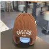 Gorro de lana para bebé con protección auditiva para niños, tejido de punto, estilo coreano, cálido, para otoño e invierno, para niños y niñas, resistente al viento y a juego.