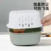 Cesta de Drenaje de Plástico de Doble Capa Engrosada con Agujeros, Recipiente Cuadrado de Cocina para Lavar Frutas, Verduras y Arroz, Cesta de Almacenamiento con Filtro de Agua Recortado