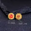Ágata Rojo del Sur Hielo-Rojo Natural Accesorios para Pulseras Collares DIY Cuentas Espaciadoras S92 Plata Pura Chapada en Oro Cara de Anillo de Ágata Rojo Sol Dorado