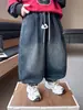 Pantalones Vaqueros de Primavera y Otoño para Niños, Estilo Coreano, Elegantes Pantalones Curvos de Corte Holgado para Niños, Pantalones de Otoño para Bebé, Comercio Exterior