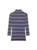 Moda Feminina Transfronteiriça Primavera 2026 Estilo Europeu e Americano Tricô Color Block Listrado Blusa Básica Feminina Slim Fit