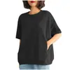 Nova camiseta plus size 2026 para meninas gordas, corte solto, modeladora, rejuvenescedora, cor sólida, versátil, top de manga curta para o verão