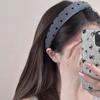 Diadema Gris Clásico Cabello Gris ~ Estilo Ballet Coreano Terciopelo Ola Punto Amor Lazo Presión Superior Craneal Diadema