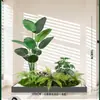 Combinação Paisagística de Plantas Artificiais Verdes Estilo Tropical com Vasos para Escadas Internas e Varandas, Plantas Verdes Grandes para Decoração de Casa, Sem Manutenção
