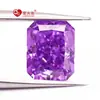 Cortador Personalizado Rosa Roxo Flor de Gelo Brilhante Raydean Retangular Chanfrado CZ Sintético Diamante Hao Zircônia