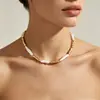 Colar de Pérolas Irregulares Barrocas Naturais Nala Francês Dourado e Prateado Bicolor Nicho Sensação de Alto Padrão Corrente de Clavícula Feminina Atacado