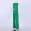 Conjunto de dos piezas de moda europea y americana para mujer, camiseta sin mangas de color liso de verano y pantalones largos, nuevo, transfronterizo, AliExpress