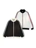 Sudadera cárdigan de manga larga con cuello alto, bloques de color y rayas estilo americano para hombres y mujeres, versión coreana para parejas, chaqueta deportiva de moda para primavera y otoño