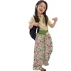 Camiseta de Manga Corta de Punto para Niña, Estilo Nuevo Primavera y Verano, Dibujos Animados Estampados, Pantalones Casuales, Conjunto de Dos Piezas, Moderno y a la Moda