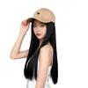 Peluca Transfronteriza Pinduoduo para Mujer, Gorra de Béisbol Moderna y Sencilla con Cabello Largo y Liso, Peluca Completa de una Pieza, Seda Esponjosa de Alta Temperatura