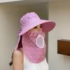 Chapéu de Sol Novo 2025 com Aba Grande Feminino de Verão para Bicicleta com Cobertura Facial Anti-Ultravioleta Chapéu de Sol com Aba Grande Chapéu Fresco para Colheita de Chá