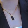 Collar para Clavícula con Colgante Cuadrado de Doble Capa 2026 Nuevo Estilo Versátil Joyería de Acero de Titanio Collar que No se Desvanece Accesorios para Mujer