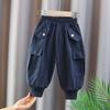 Calça infantil 2025 nova versão coreana de macacão esportivo folgado primavera e outono nova moda casual para meninas calças de comércio exterior