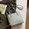 Bolso bandolera informal tipo cubo, portátil, de alta calidad, con patrón tejido, para mujer, ideal para el trabajo y el uso diario.