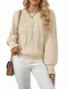 Amazon Fashion Suéter de Punto con Cuello Redondo para Mujer Comercio Transfronterizo Tejido de Canalé Color Sólido Versátil Casual