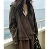 Cardigã com capuz estilo casual para mulheres, nova coleção outono 2026, moletom de estilo coreano, modelagem solta e emagrecedora, top único com zíper