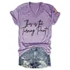 Top de cuello en V para mujer de verano con un diseño elegante, Camiseta de punto de manga corta con doble estampado, Popular top casual de manga corta para mujer de verano