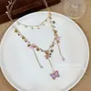 Collar de Mariposa con Borla Exquisito Super Hada Diseño de Nicho Sentido del Temperamento Personalidad Estilo Girly Cadena Versátil para la Clavícula