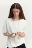 Suéter Feminino de Lã de Alta Qualidade com Gola Redonda, Malha Macia Escovada Fosca, Manga Curta - Hong Kong e American Apparel