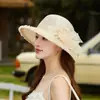 Sombrero de Organza para Mujer, Sombrero de Pescador Floral de Verano para el Sol, Sombrero de Pescador Transpirable con Protección Solar para Viajes en la Playa, Personalizado en Taizhou