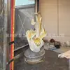 Escultura de Flor y Hoja Abstracta para Interiores, Hecha de Fibra de Vidrio Chapada en Oro, Personalizada para Proyectos de Paisajismo de Hoteles y Oficinas de Ventas