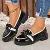 Transfronterizos Tallas Grandes 20266 Otoño Nuevo Mocasines Británicos Zapatos Pequeños de Cuero para Mujer Superficie Brillante Tacón Bajo Lazo Casual Zapatos Individuales