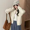 Abrigo suéter casual versátil de nuevo estilo transfronterizo para otoño e invierno, color liso, doble cremallera, cárdigan de punto gofrado para mujer
