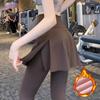 Pantalones Falsos de Dos Piezas con Tiburón para Mujer, Forrados de Polar Otoño e Invierno, Tallas Grandes, para Mujeres con sobrepeso, Leggings Deportivos para Fitness Yoga, Pantalones con Falda Integrada para Cubrir el Trasero