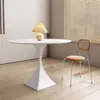 Mesa de Comedor Redonda de Pizarra Estilo Crema con Sillas, Mesa Redonda Pequeña Simple para Hogar de Apartamento, Mesa Redonda de Color Sólido Moderna para Restaurante, Mesa Redonda Moderna de Color Sólido para Ocio