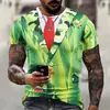 Camiseta Nueva Transfronteriza Degradado Ropa de Trabajo Estampado Creativo de Patrón Talla Grande Holgada Esenciales Camiseta de Manga Corta