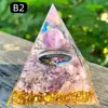 Pirâmide de bola de cristal natural de 8cm Ornamento de mesa de escritório europeu e americano Artesanato de pirâmide de resina para yoga e meditação