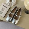 Sapatilhas de Ballet para Mulheres 2025 Verão Estilo Francês Boca Rasa com Saia Sapatos Solteiros Laço Sapatos Mary Jane