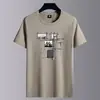 Camiseta de Manga Curta para Homem, Verão 2026, Algodão Puro de Manga Meia-Manga para Homem, Casual Solta, Top de Marca Tendência, Camiseta, Camiseta Básica