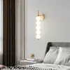 Lámpara de pared para mesita de noche para dormitorio, estilo nórdico de lujo ligero, accesorio de iluminación moderno minimalista totalmente de cobre, lámpara para pasillo o pasillo, lámpara de pared para fondo de sala de estar