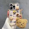Case de Celular Apple 15 Urso Donut iphone14 Janela Grande 13 Suporte com Pulseira 12 Resistente a Quedas 11