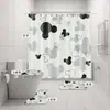 Venta caliente transfronteriza directo de fábrica Mickey estampado digital poliéster impermeable a prueba de moho cortina de ducha cortina de baño de cuatro piezas