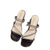 Sandalias Nuevas con Pedrería de Celebridad de Internet para Mujer Este Año, Tacones Gruesos de Verano, Tacones Altos Súper Populares, Nuevas Sandalias de Estilo Hada de Dos Usos