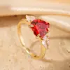 Anillo Abierto Corazón de Lujo Ligero y de Gama Alta para Mujer, Chapado en Cobre Dorado/Platino con Circonita Microincrustada, Joyería de Anillo Versátil