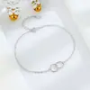 Pulsera Anillo Trenzado de Cuerda de Cáñamo de Plata de Ley S925 Joyería Elegante de Nicho Simple Versátil Anillo Doble Accesorios de Moda