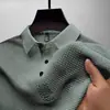Nueva Camiseta de Verano Paul Manga Corta Manga Corta Malla de Alta Gama Seda Helada Camiseta de Manga Corta Camisa para Hombre Cuello de Camisa Verano Color Sólido