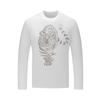 Camiseta de Manga Larga para Hombre, Estilo Europeo, Diseño de Tigre con Láser de Pedrería, Nueva Otoño 2026, Ajustada, Capa Base de Modal
