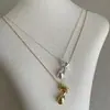 Design minimalista superfície brilhante pingente de vaso colar longo para mulheres, corrente de clavícula gargantilha versátil elegante e moderna