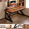 Mesa de Computador em Madeira Maciça Cuidadosamente Selecionada, Mesa para Jogos de Desktop, Mesa de Estudo para Casa, Mesa Simples para Escrita, Mesa de Escritório para Adultos, Mesa Dupla