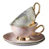 Taza de Café de Cerámica Estilo Europeo Hueso de China Retro Set Exquisito de Alta Gama Caja de Regalo Set de Café de Alta Gama Taza de Té Platillo