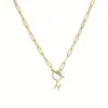Corrente de Colar com Clasp Ot de 26 Diamantes Brilhantes em Formato de Letra, Venda Quente Transfronteiriça, Colar Simples e Elegante, Dropshipping