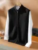 Colete de Cashmere Masculino 100% Cashmere Puro Moda para o Trabalho Casual Cor Sólida Mais Fácil de Combinar Colete de Tricô Sem Mangas