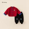 Roupa Infantil Youbao Roupa Festiva de Inverno para Meninos e Meninas, Roupa de Ano Novo com Forro de Fleece, Traje Tang para Bebê, Roupa de Cumprimento de Ano Novo
