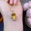 Venta al por mayor de fábrica citrino natural denier corte Milenio colgante plata 925 incrustado pequeña explosión de batata colgante grande para mujer