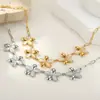 Collar de Acero Inoxidable con Piedra Ojo de Gato de Flor Estilo Europeo y Americano Transfronterizo Cadena para Clavícula Exagerada de Diseño Nicho para Mujer Venta al por Mayor